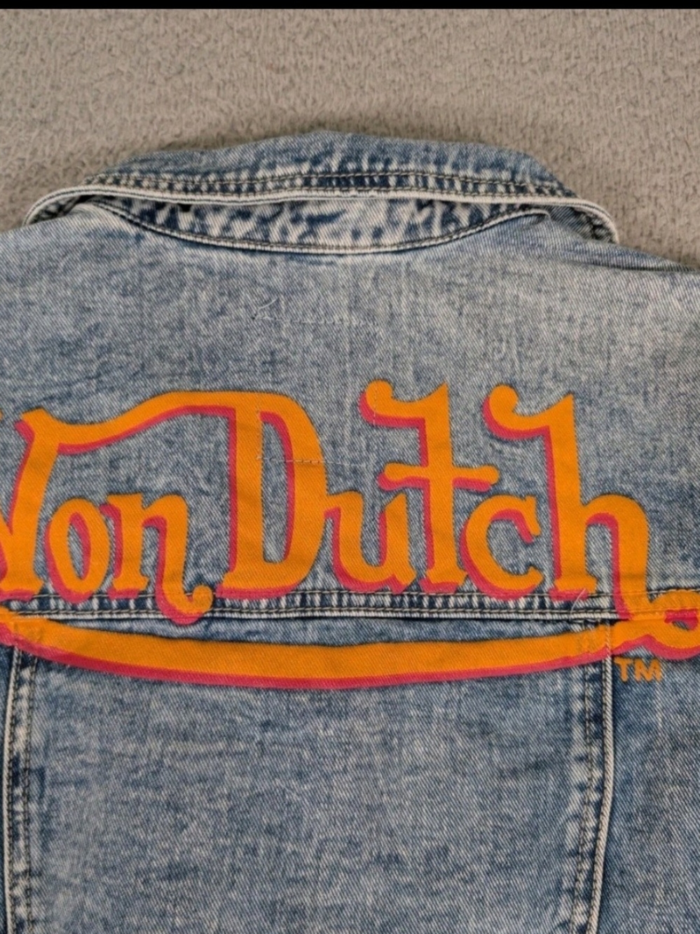 Von Dutch Light Blue Denim Lace-Up Cropped Jacket - Picture 3 of 10